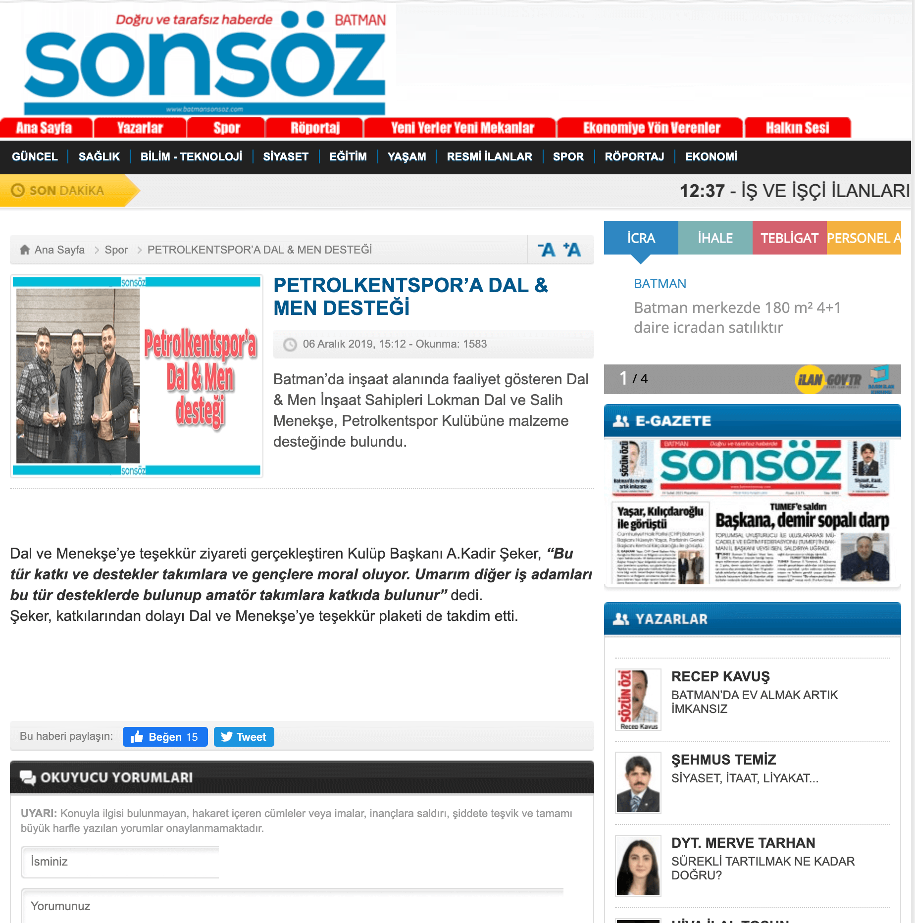 Batman SonSöz Gazetesi